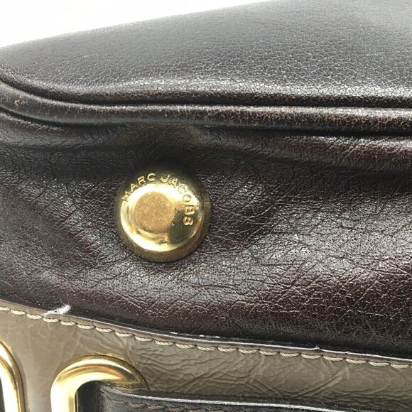 The Marc Jacobs Collection Striped Hudson Bag Brown Beige Satchel 2 Way Carry - Picture 12 of 12